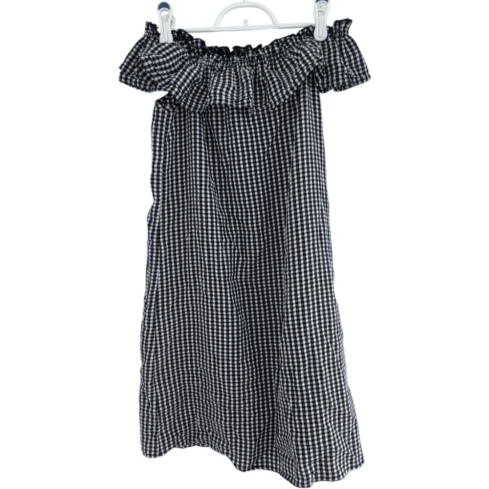 Gingham Off-Shoulder Summer Mini Dress